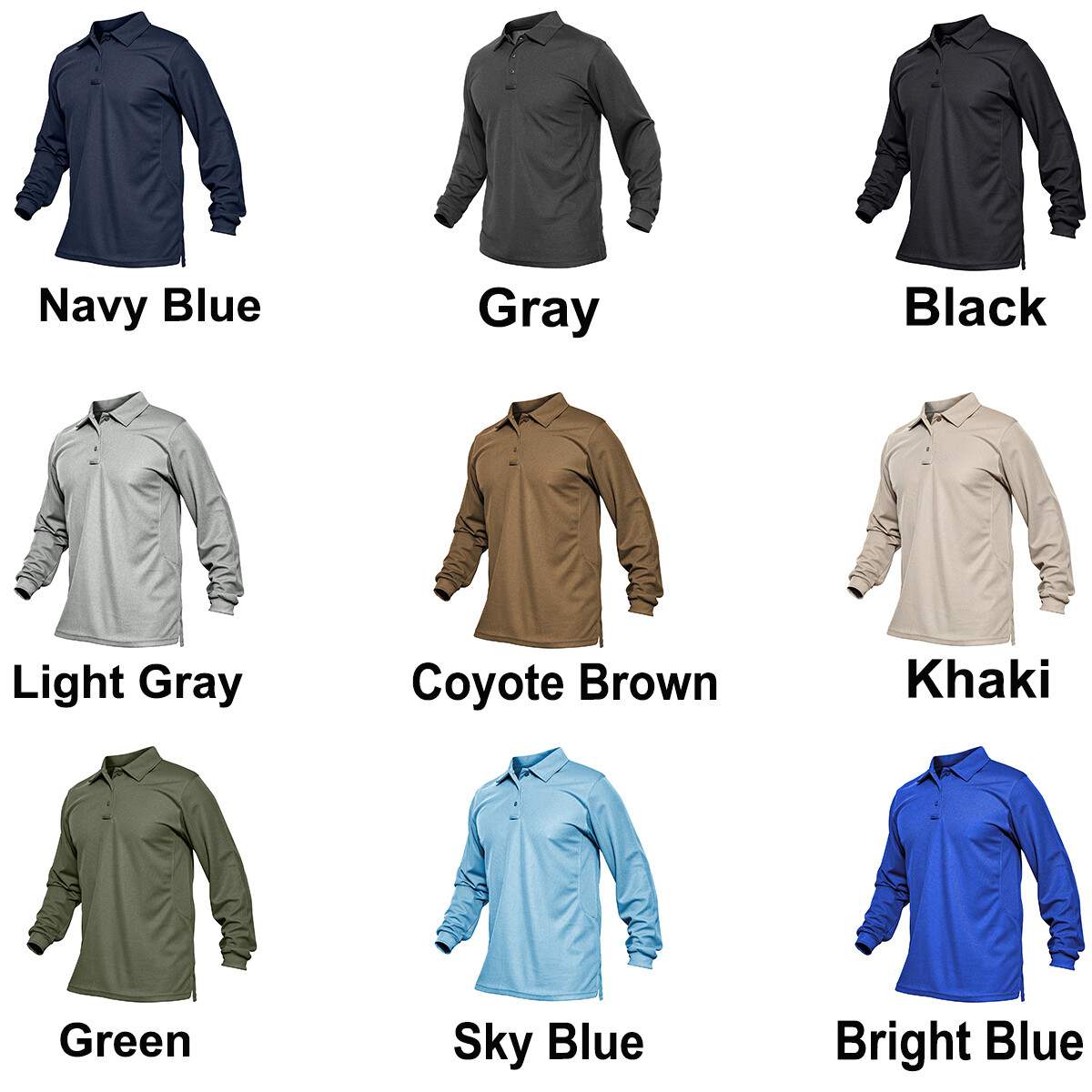 Men’s Long Sleeve Golf Polo Shirts Performance T-Shirts Winter Pullover Workwear
