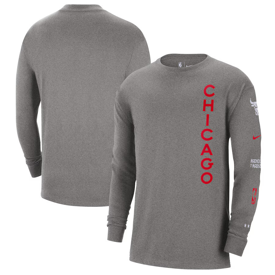 Nike Mens Chicago Bulls City Edition Air Max Jordan Long Sleeve T-shirt Large 90