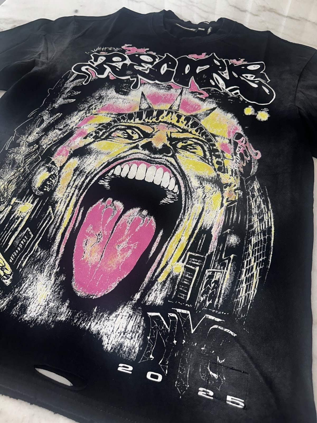 Hellstar Black Logo Graphic Print Crew Neck Short Sleeve T-Shirt Men’s L