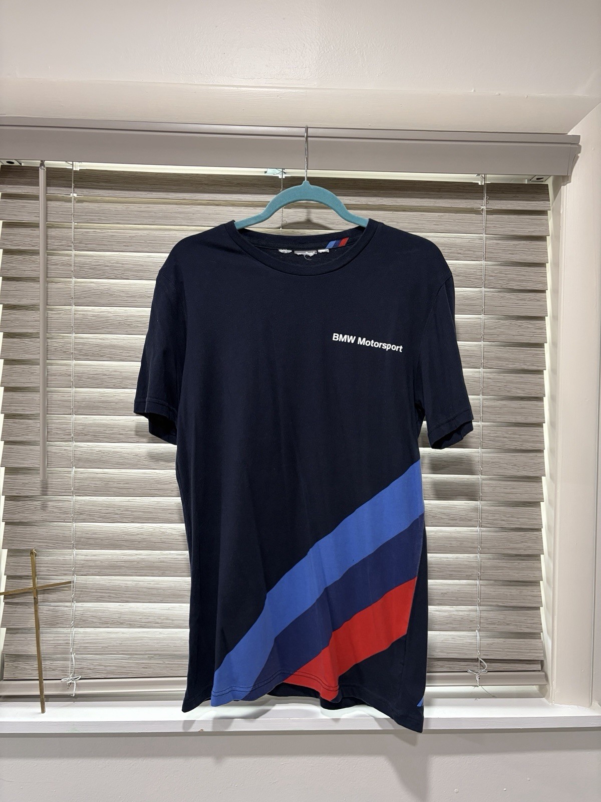 Men’s Size Medium BMW Motorsport PUMA Tee Shirt Blue Cotton Short Sleeve