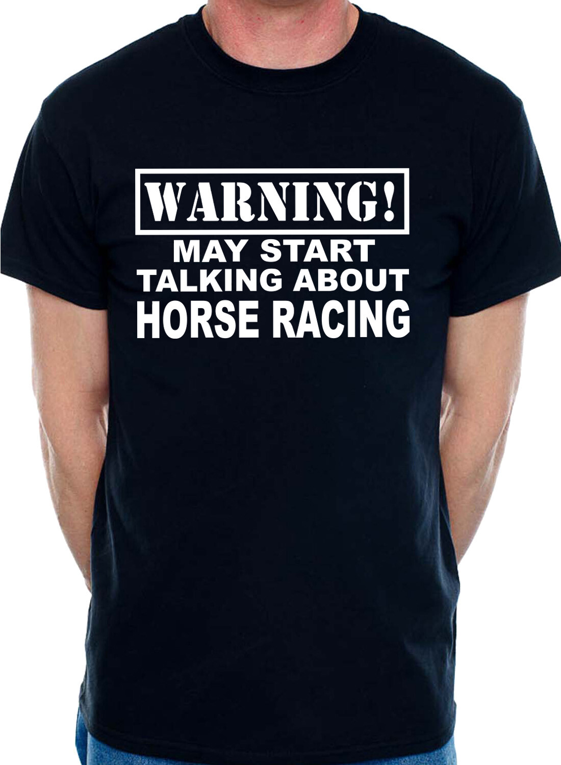 Warning May Talk About Horse Racing Funny Mens T-Shirt Size S-5XXL