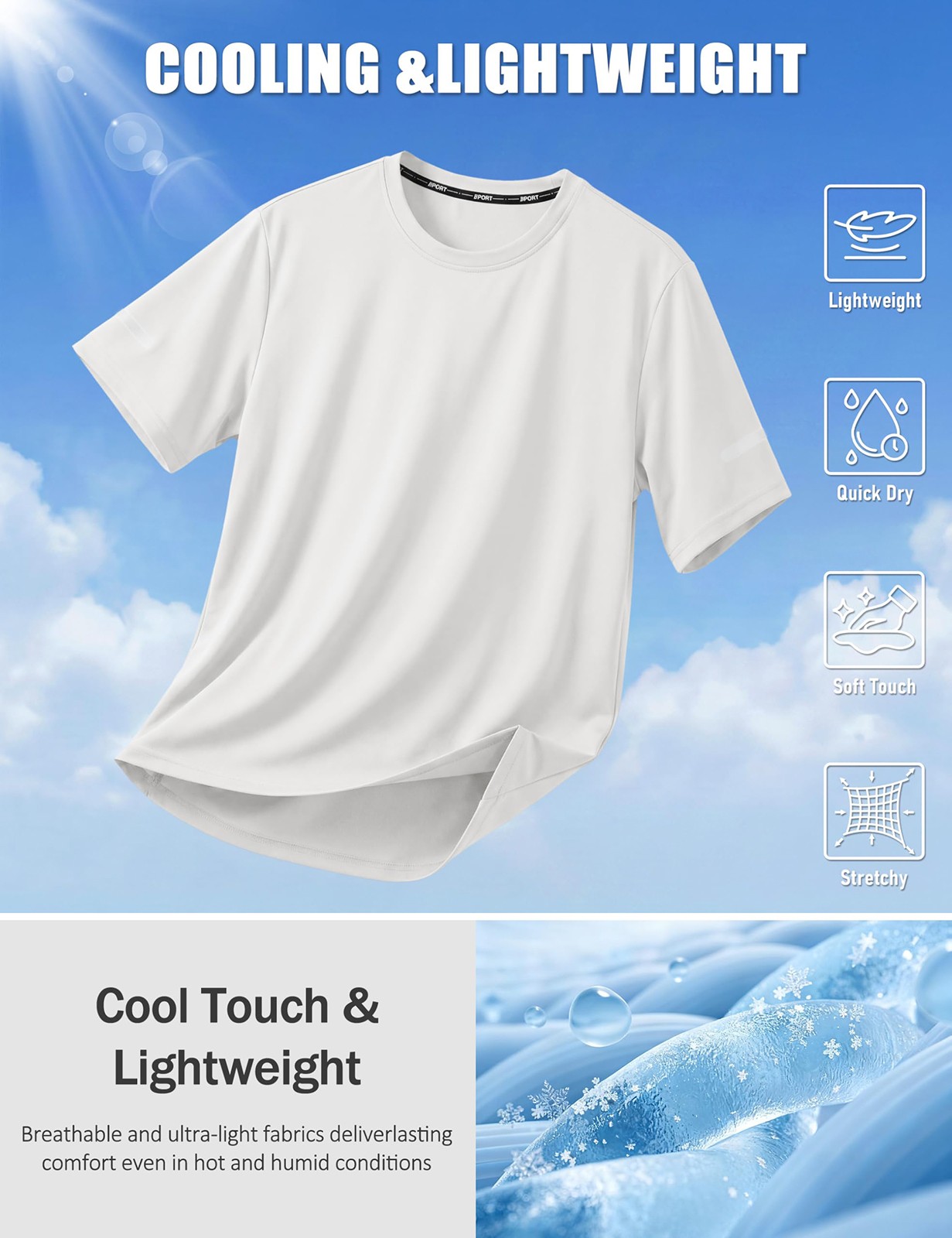 Men’s Workout Shirt Short Sleeve Quick Dry UPF 50+ UV Protection Running Gym Tee