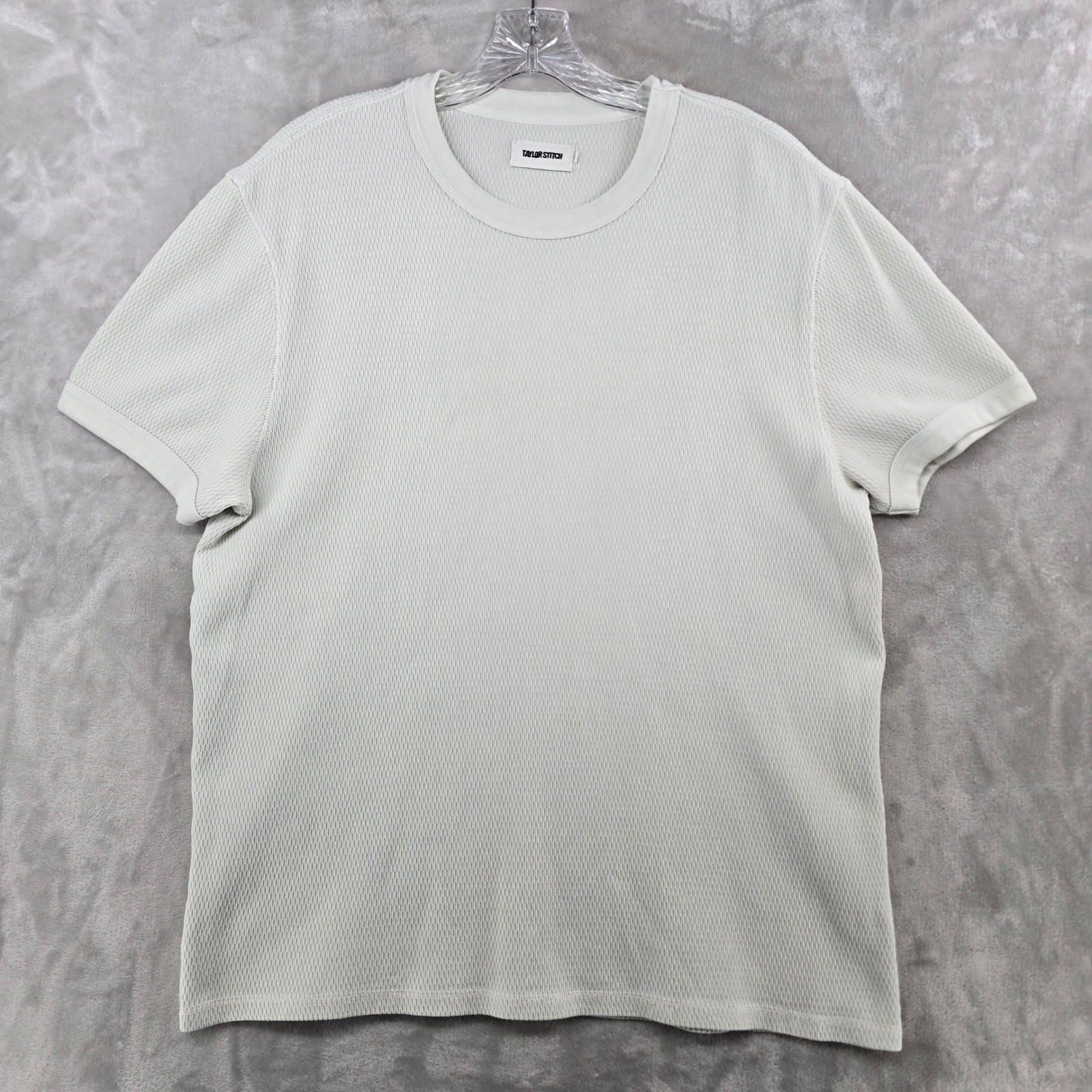 Taylor Stitch Heavy Bag Tee Mens 42 Large Off White Waffle Knit Textured T-Shirt