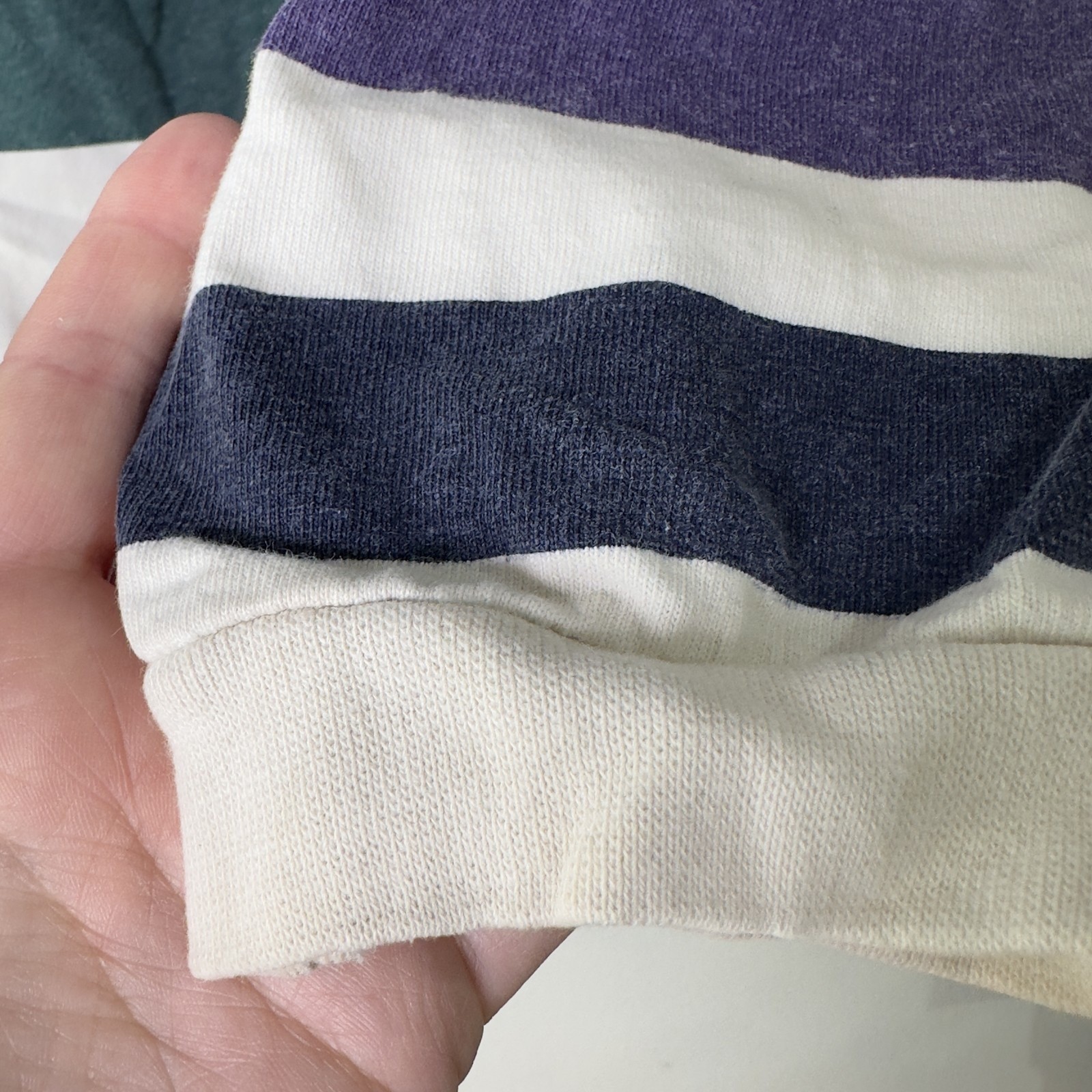 Vintage Enuf Internationale Shirt Mens Medium Purple Green White Striped 90s USA