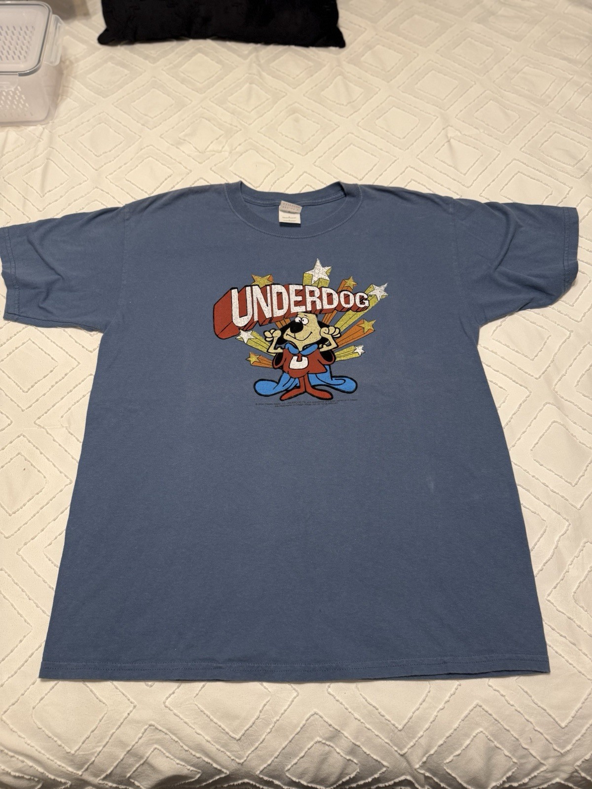 Vtg Y2k Underdog Shirt L Gildan Blue Cartoon Graphic 2004 Classic Media Cotton