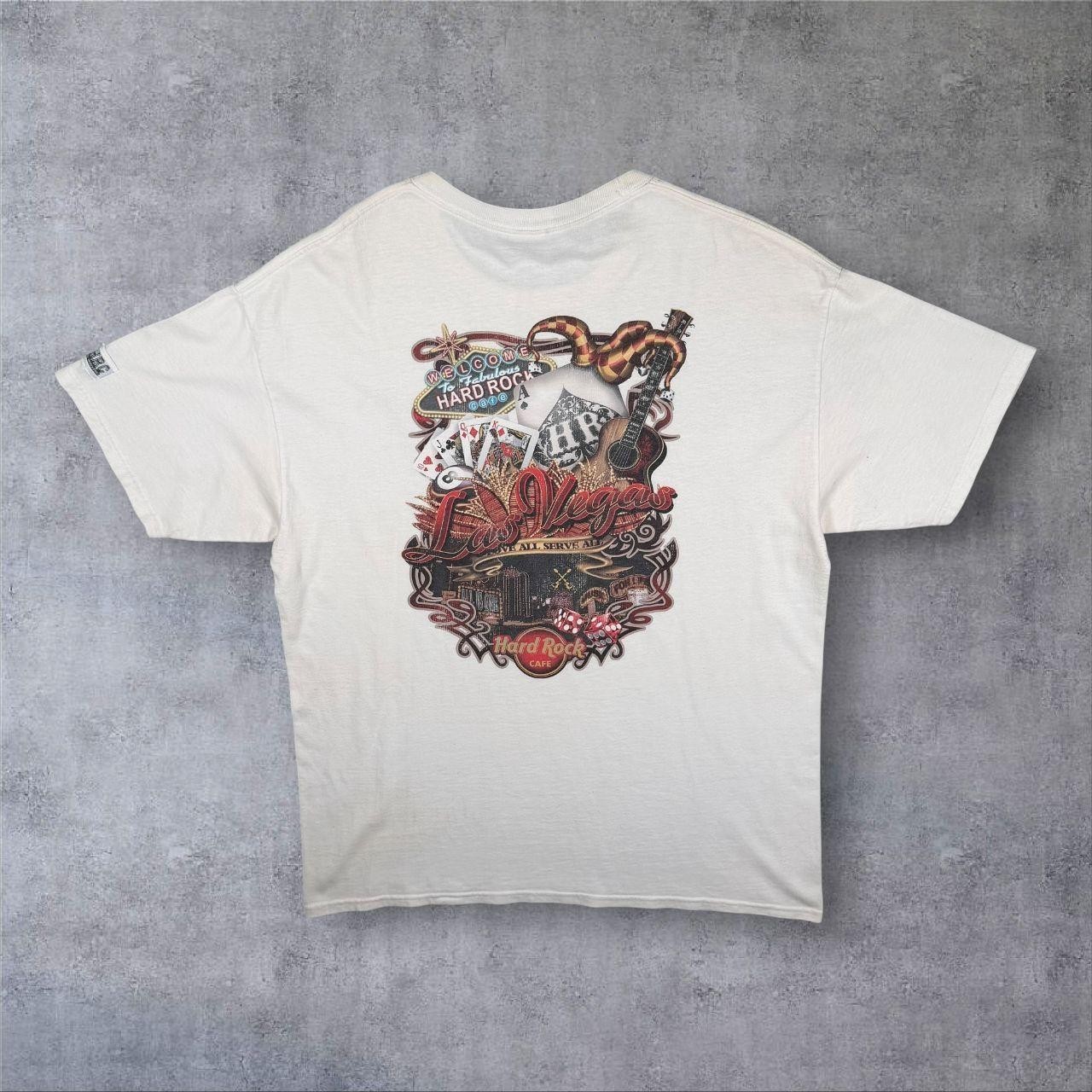 Early 00’s Hard Rock Cafe “Las Vegas” Tourist Logo Graphic White T-Shirt Large