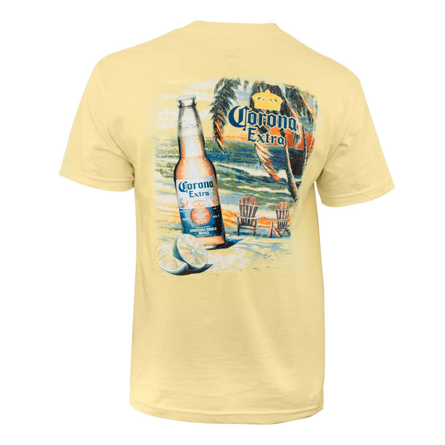 Corona Extra Beach Scene Tee Shirt Yellow