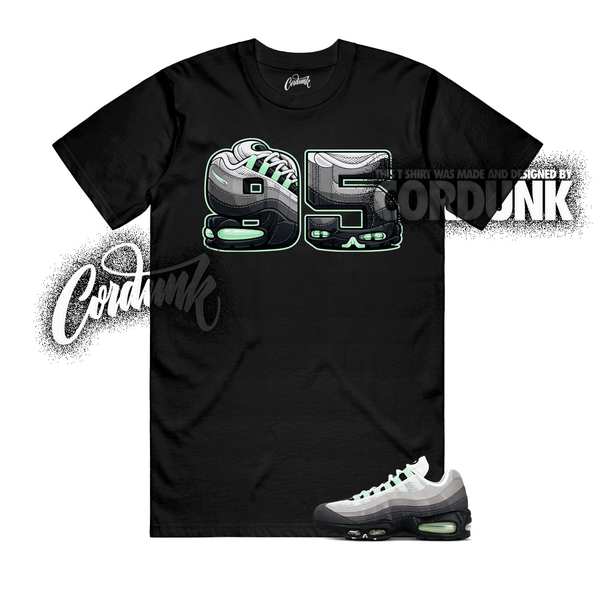 Air Max 95 Fresh Mint OG Big Bubble Green Foam Grey T Shirt Match V3