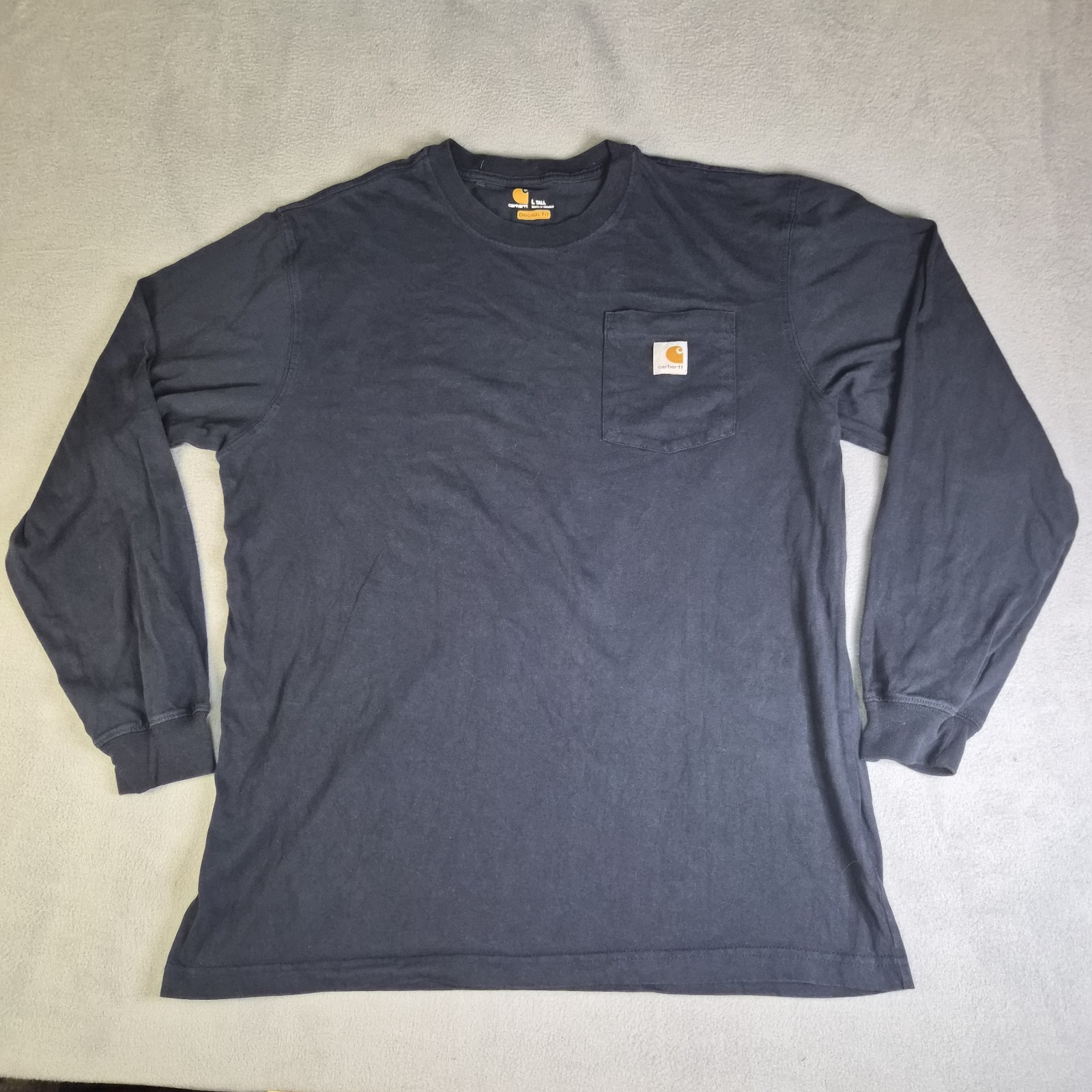 Carhartt navy blue long sleeve shirt Size L Tall original fit #workwear