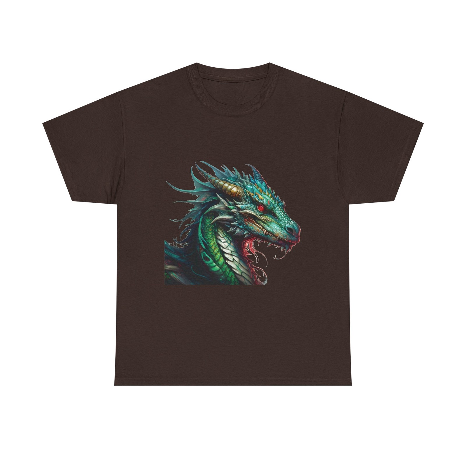 Green Dragon Head T-Shirt | Fantasy Creature, Serpent Illustration