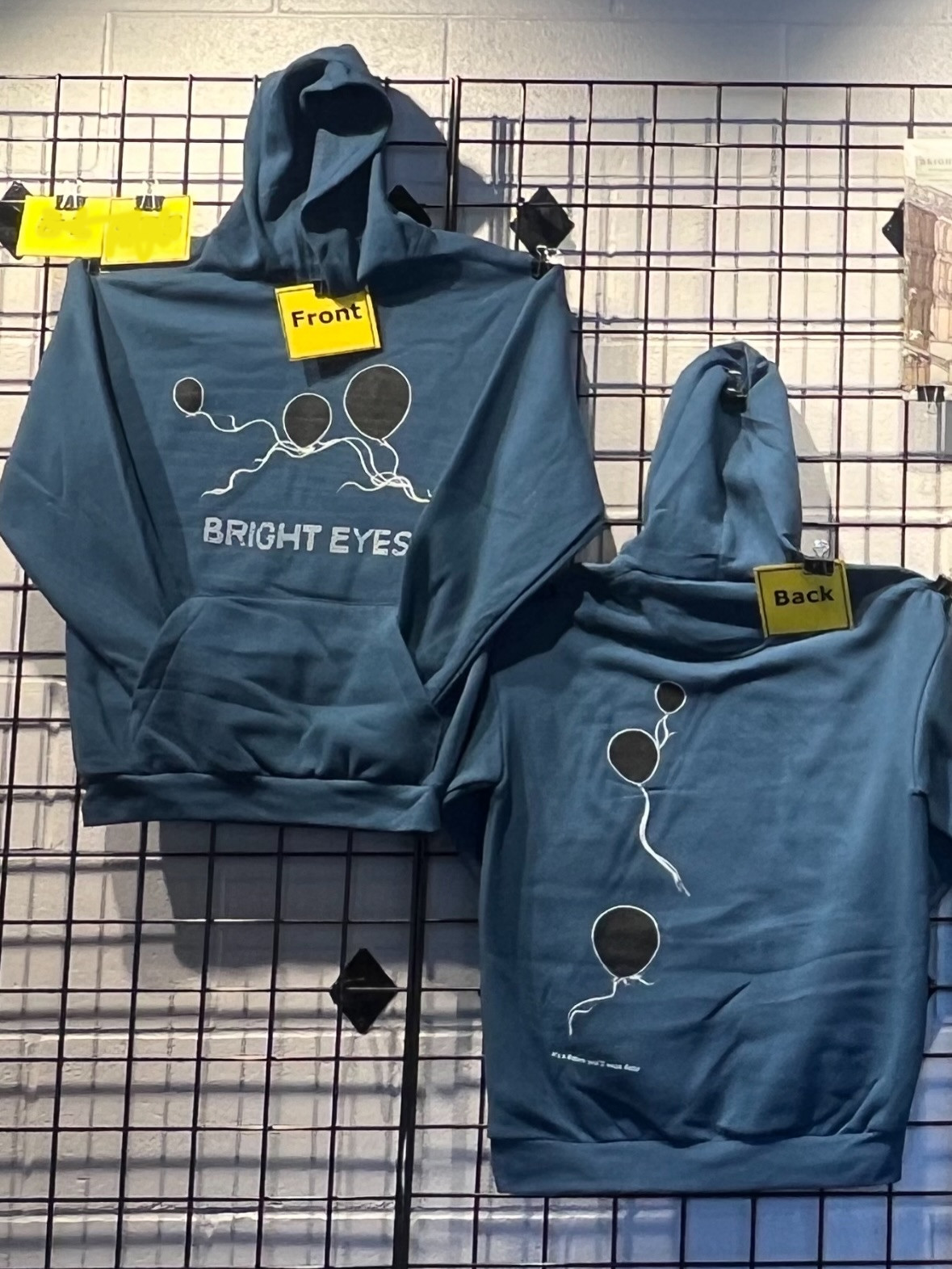 Bright Eyes Hoodie, Band Merch Blue Teal Balloons Graphic Front Back, reprint