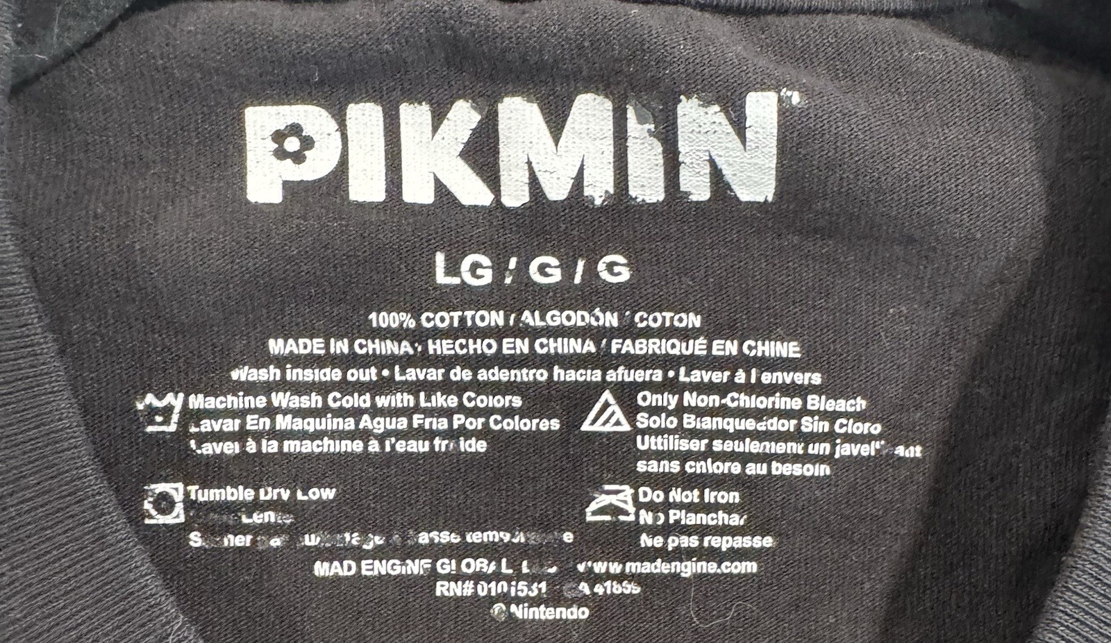 Nintendo Pikmin Graphic T Shirt Black Large Video Game Dbl Sided Tee & Freebie