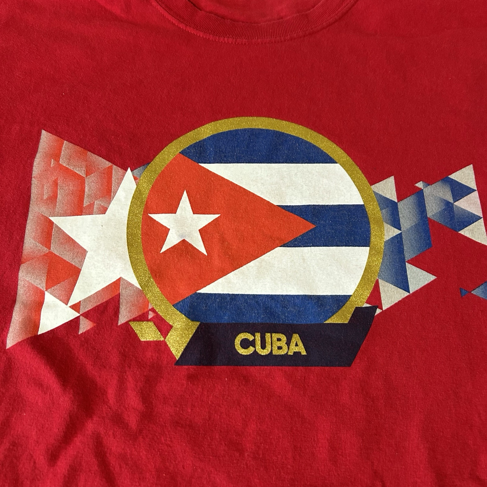 Cuba Soccer National Team Gold Cup Shirt Men 2XL Red Short Sleeve Cuban Flag