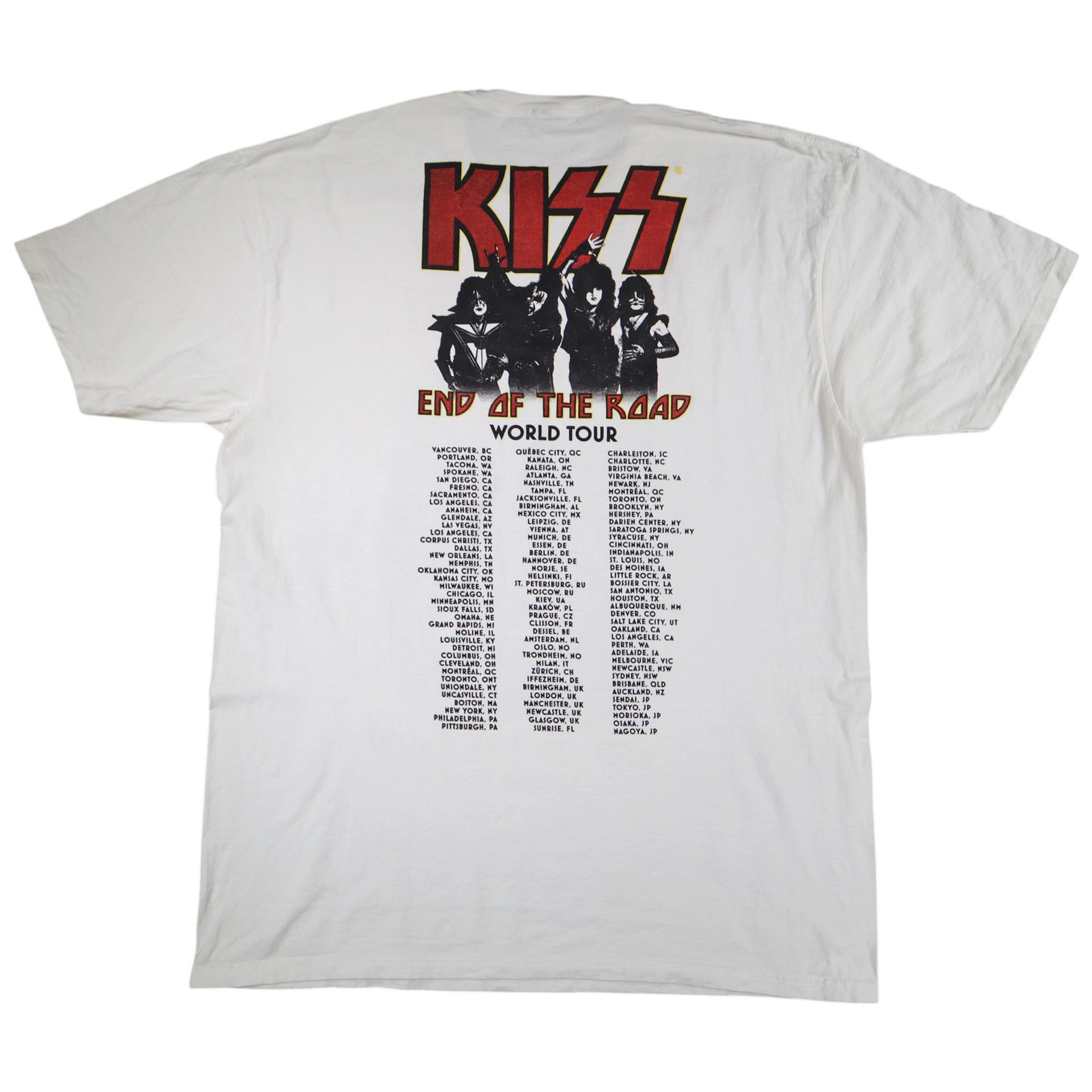 Kiss End Of The Road Mens Graphic T-Shirt White Short Sleeve Crew Neck