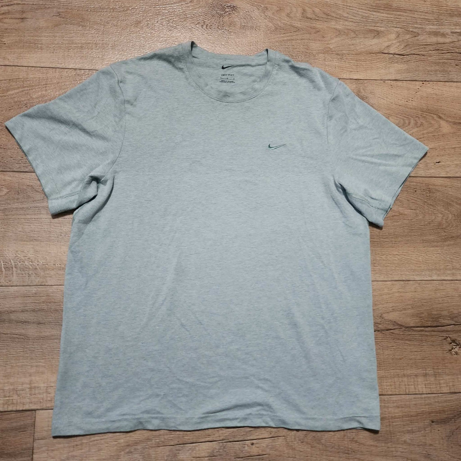 Nike Dri Fit Mens Large Light Green Heathered Training T-Shirt Vent Holes