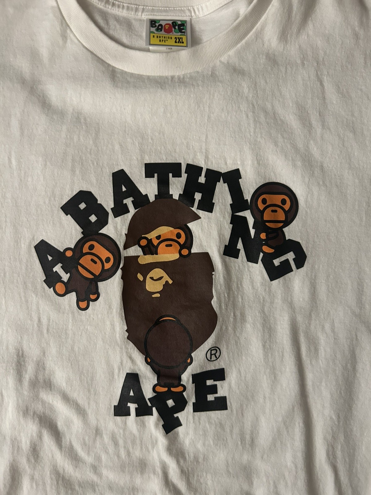 A BATHING APE BAPE BABY MILO WHITE T-SHIRT ADULT SIZE 2xL