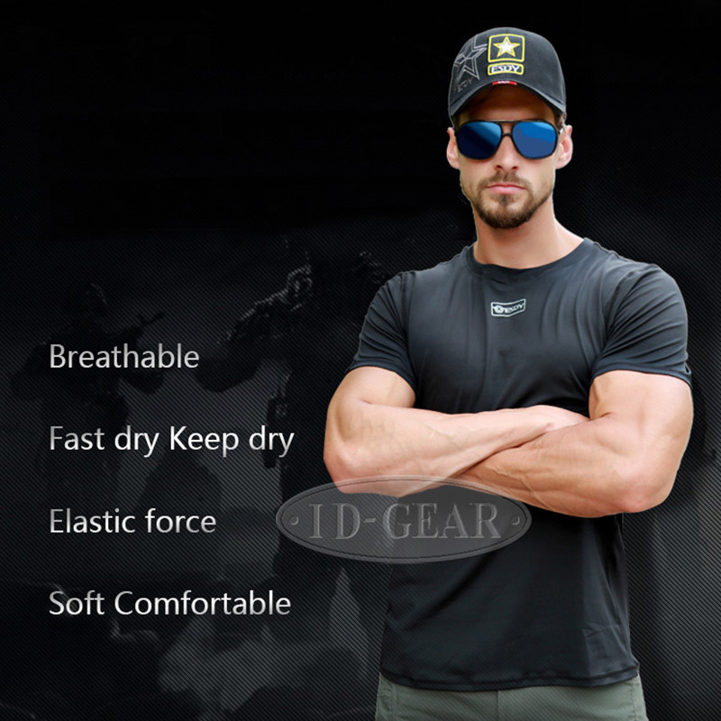 IDOGEAR Tactical Shirt Short Sleeve Camo Gear Round Collar Anti-UV Perspiration