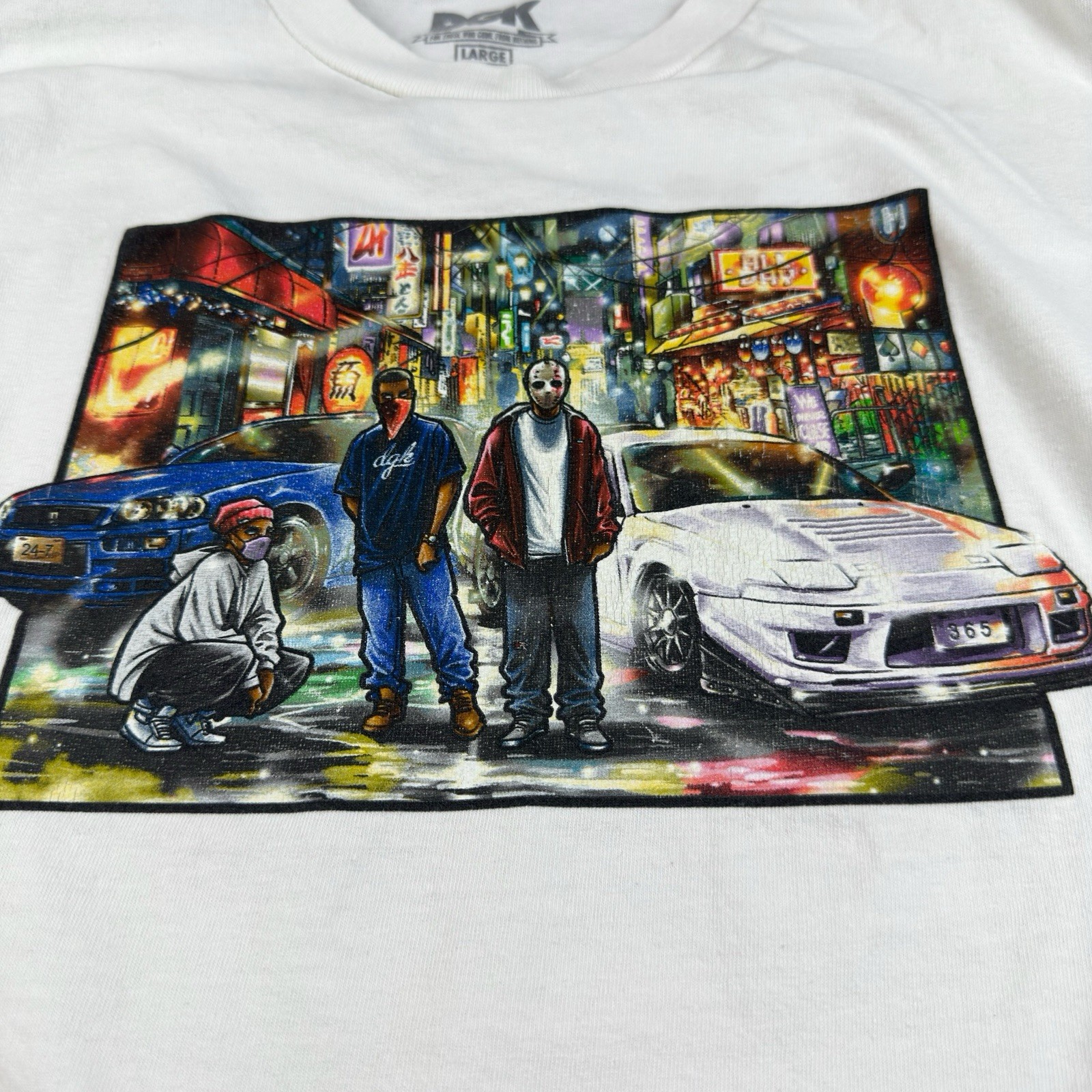 DGK T-Shirt Men’s Large White Streetwear Gangsta Car Graphic Tee