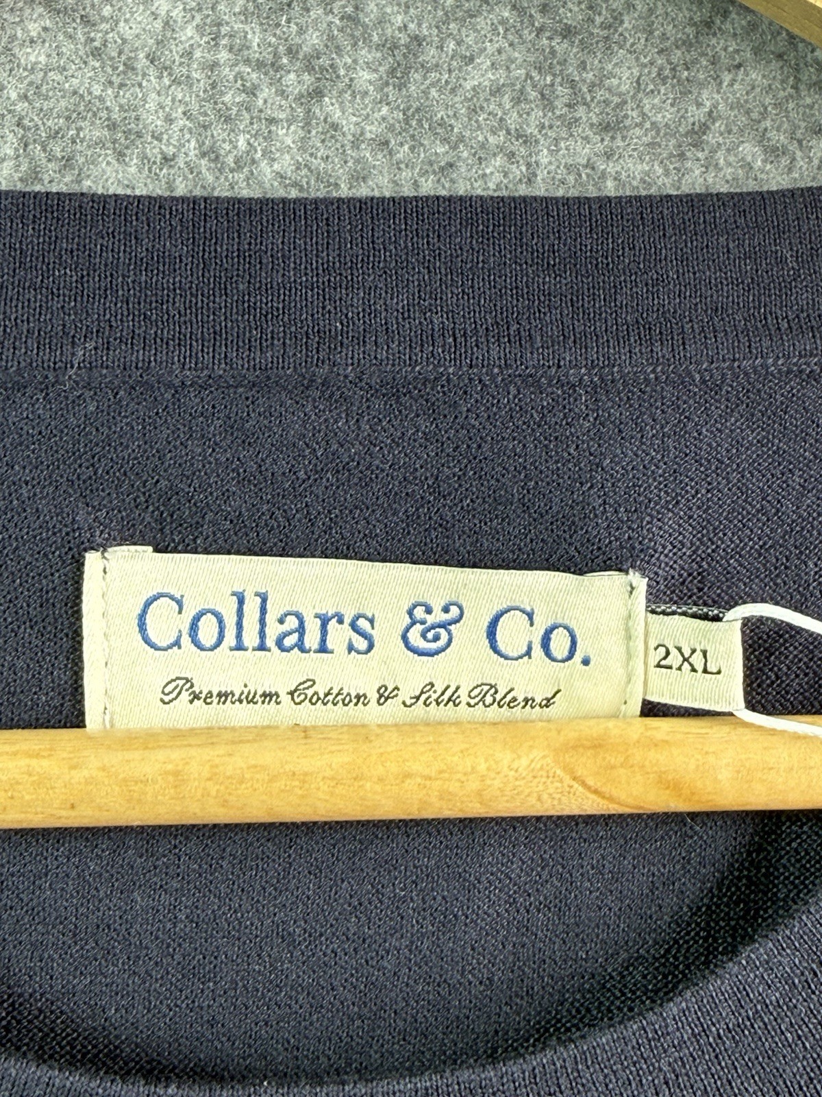 Collars & Co T-Shirt Blue Cotton Silk Luxury Touch Minimalist Mens 2XL