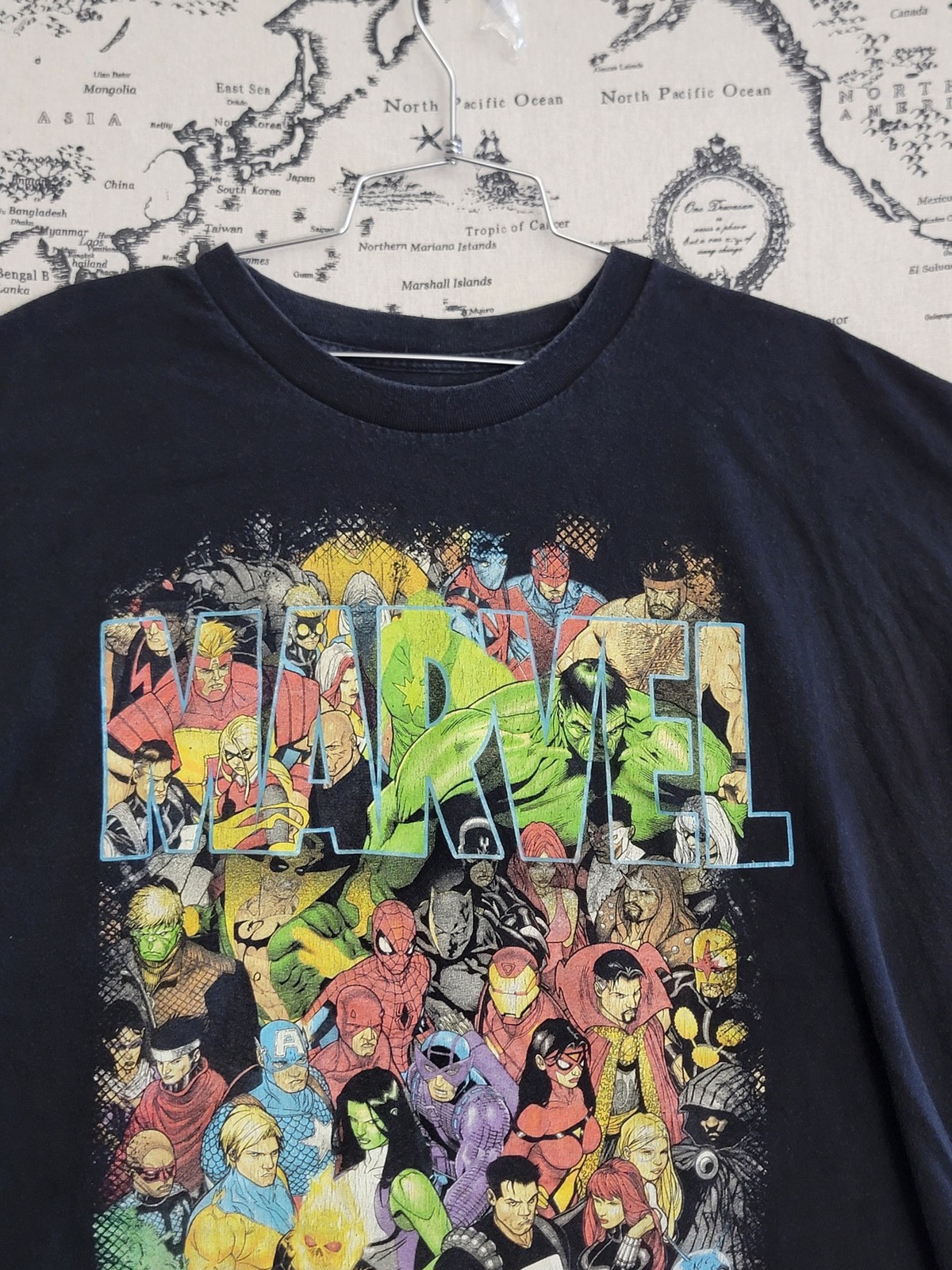Marvel Graphic T-Shirt Men’s 2X/XXL Black Short Sleeve All-Over Character Print