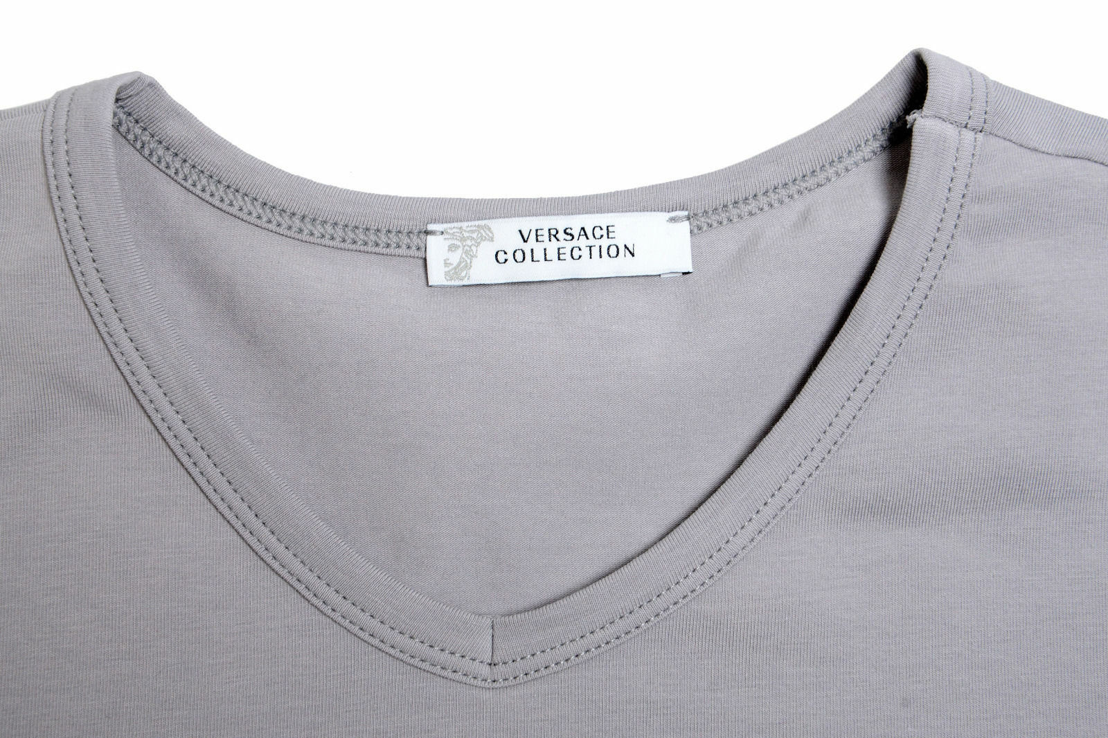 Versace Collection Men’s Gray Stretch V-Neck Short Sleeve T-Shirt US XS IT S