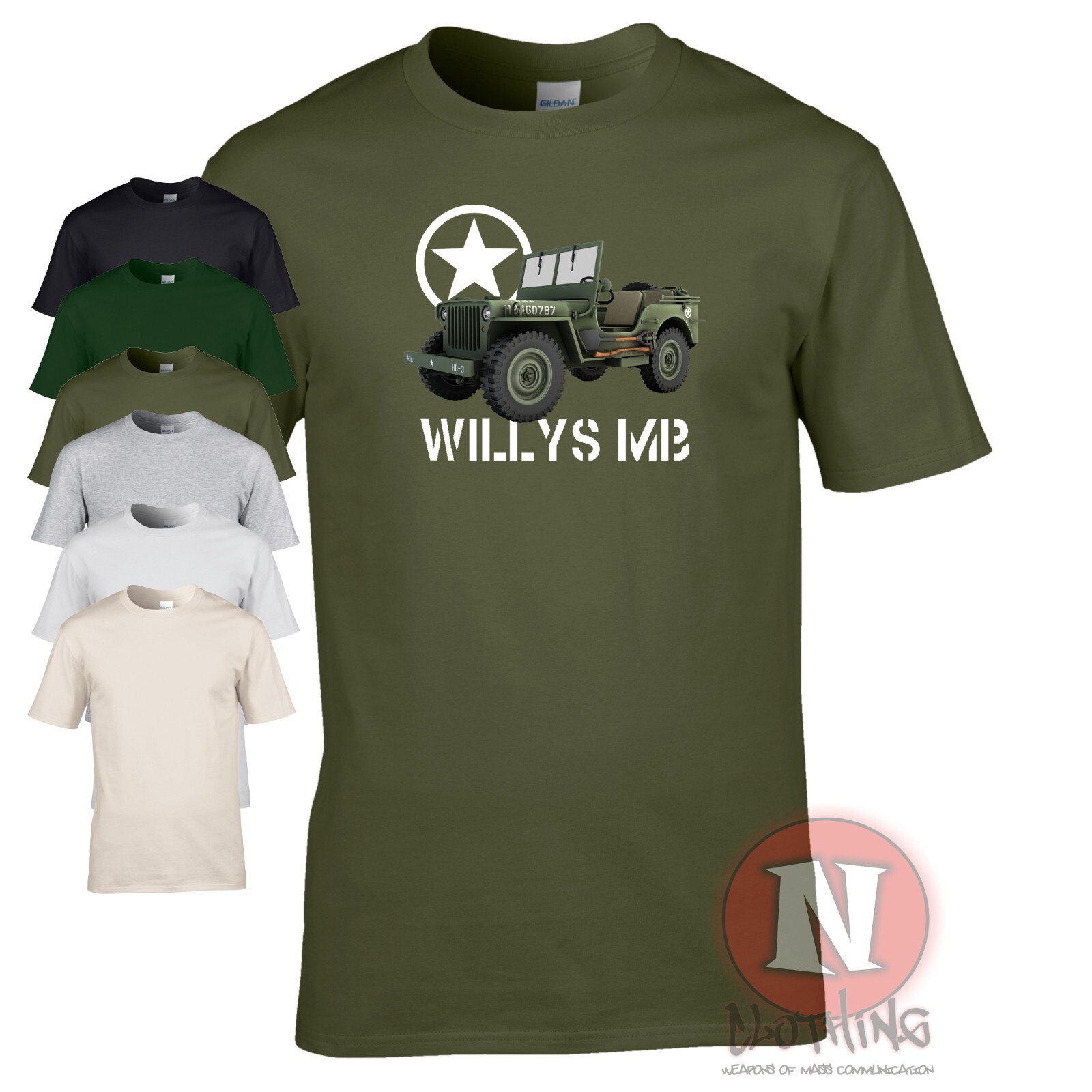 Willys MB t-shirt general purpose WW2 vehicle US army allies