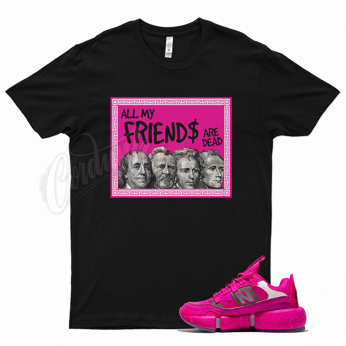 Black FRIENDS T Shirt for Jaden Smith X Balance Vision Racer Pink NB Fury