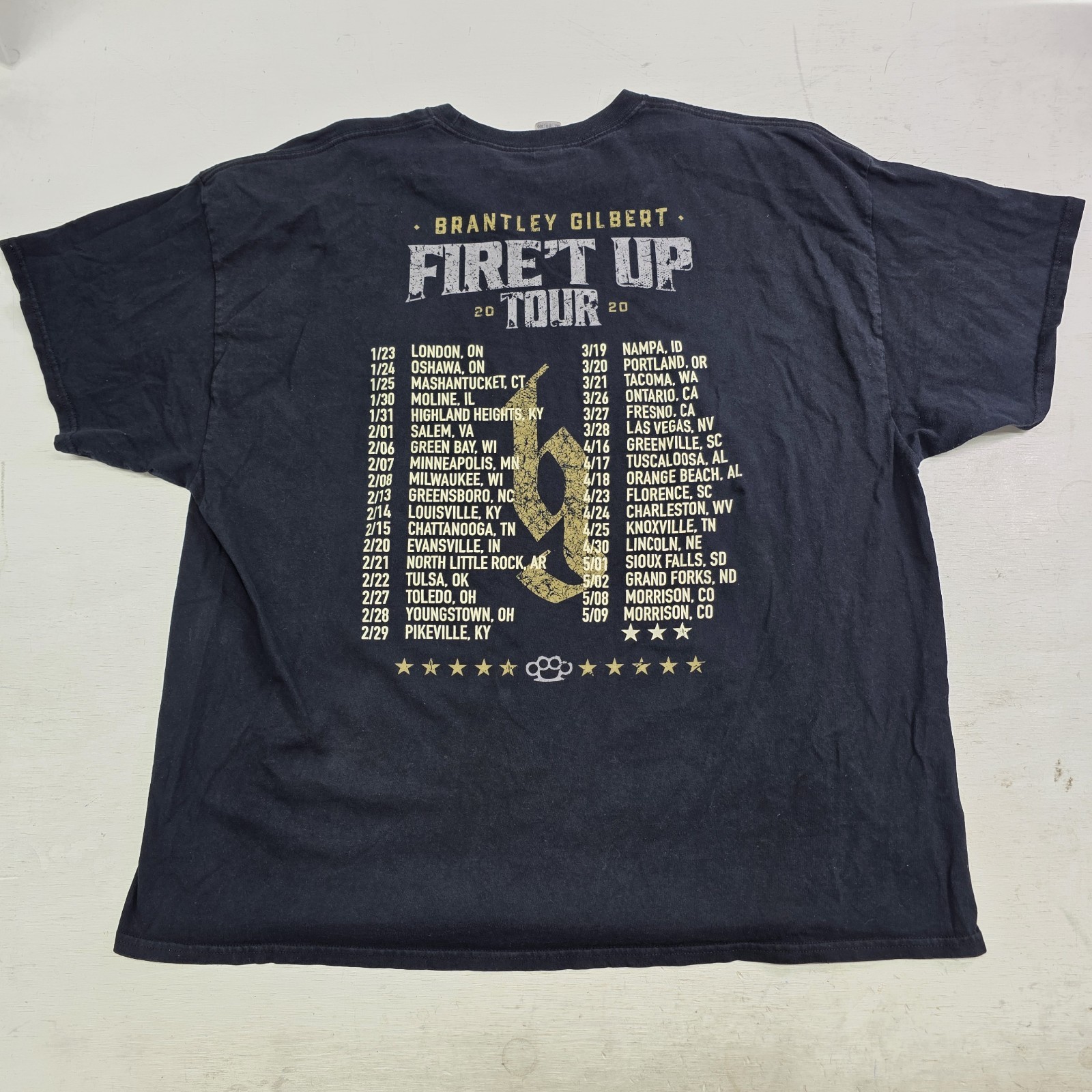 Brantley Gilbert “Fire’t Up” Concert Tour 2020 Dates Country T-Shirt Men’s 3XL