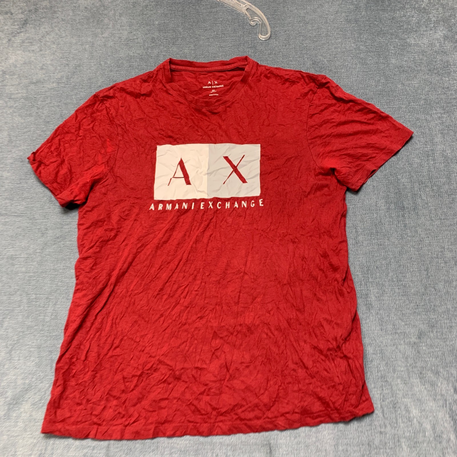 Armani Exchange T Shirt Mens Medium Red Regular Fit Logo Crew Neck Summer Tee