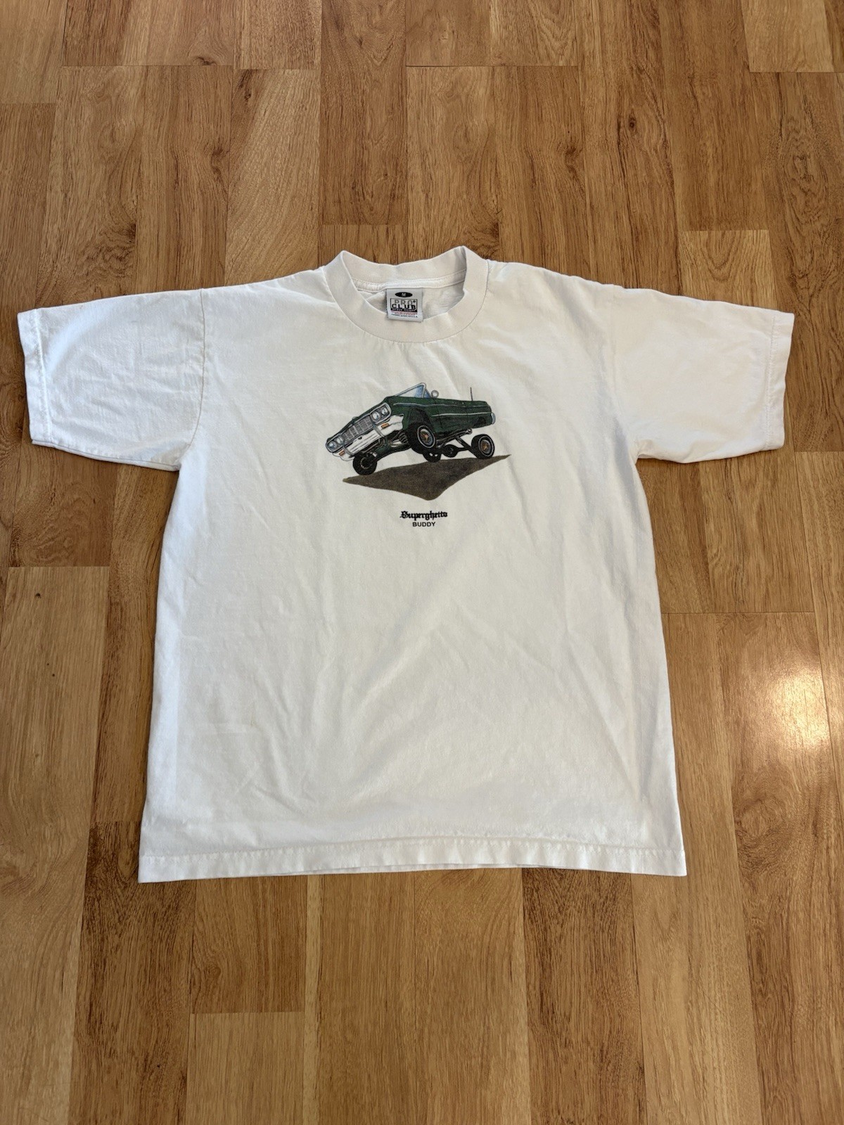 Pro Club x Buddy “Superghetto” Low Rider White Shirt Medium Made In The USA