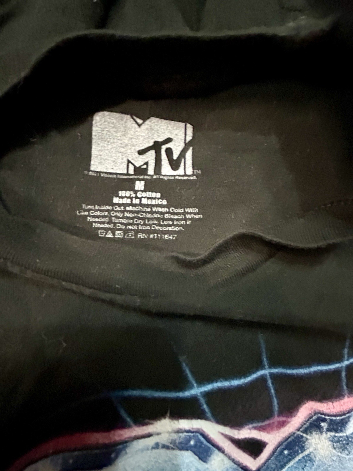 MTV Music Television Graphic Logo Black Men’s T-Shirt M Crew Neck Cotton Retro