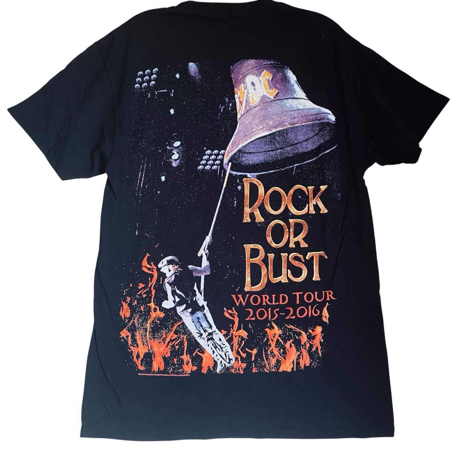 AC/DC Rock Or Bust T Shirt Men Size M Graphic Double Sides Print Licensed