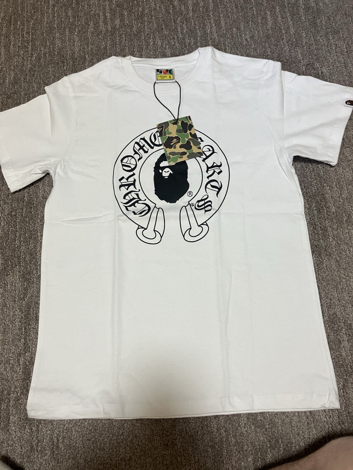 A Bathing Ape BAPE White Ape Head Graphic Logo Crew Neck T-Shirt Men’s S