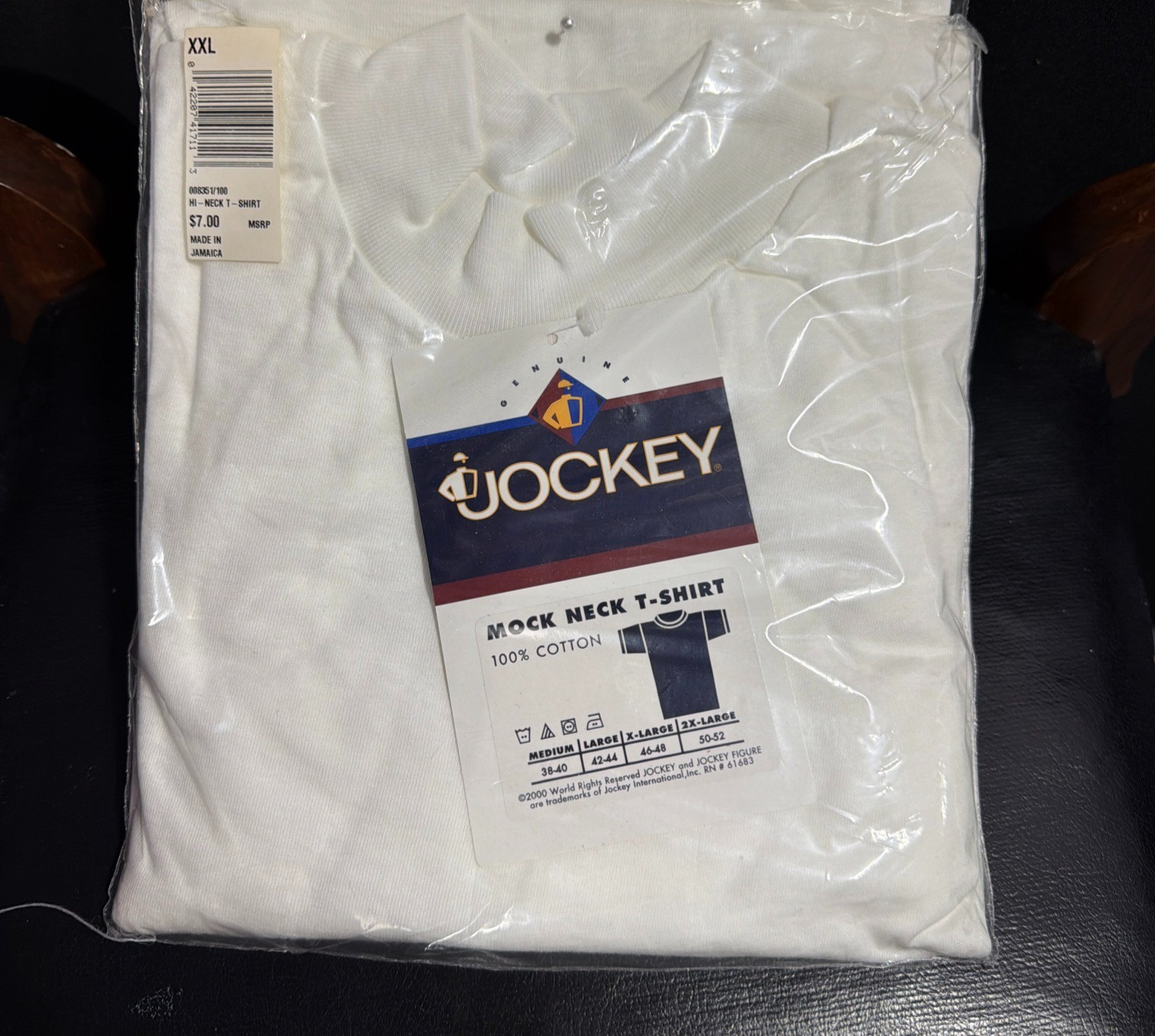 Set of Two Men’s Black and White Jockey High Neck T Shirt XXL 💯 Cotton NEW!