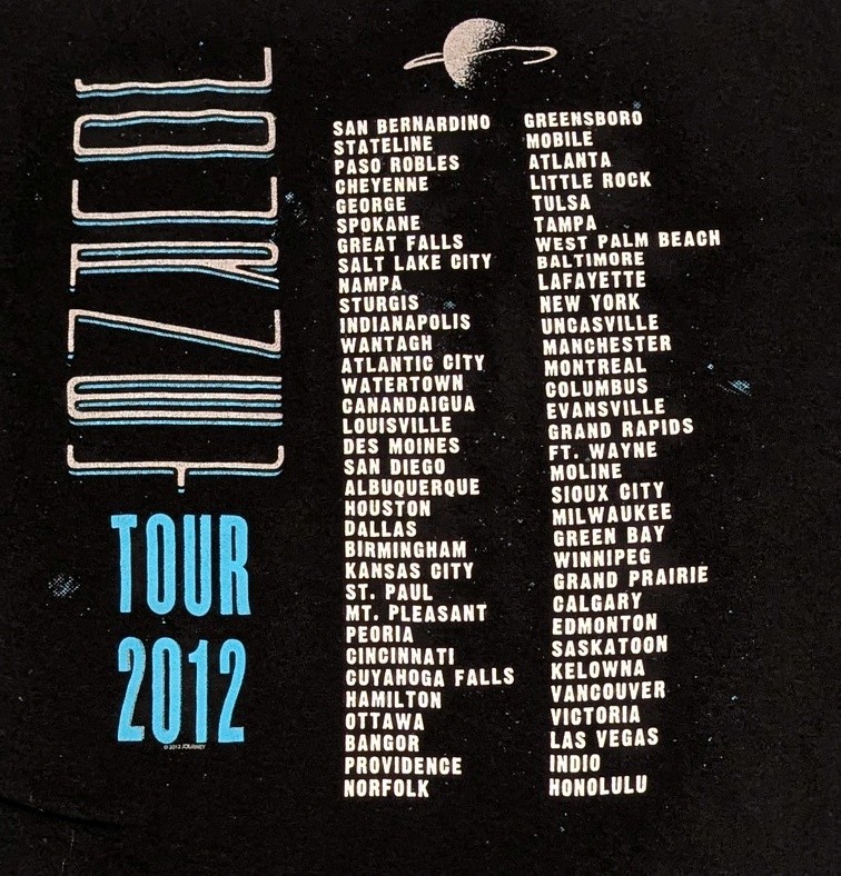 Journey Eclipse Tour 2012 Official T-Shirt Men’s XXL Two Sided NICE!!