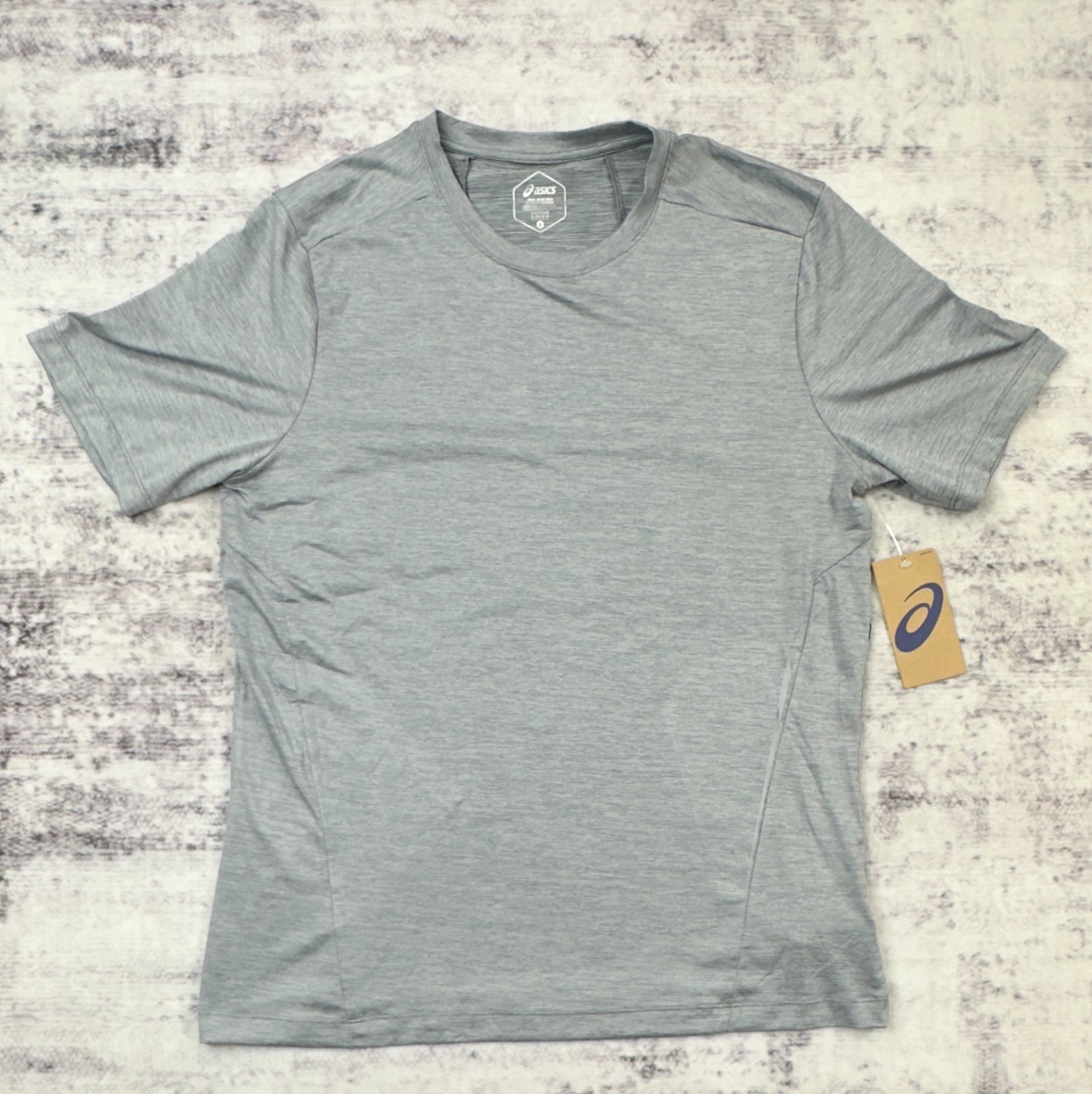 NWT ASICS Men’s Knit Spacedye SS Tee Small Gray Running Athletic MSRP $35