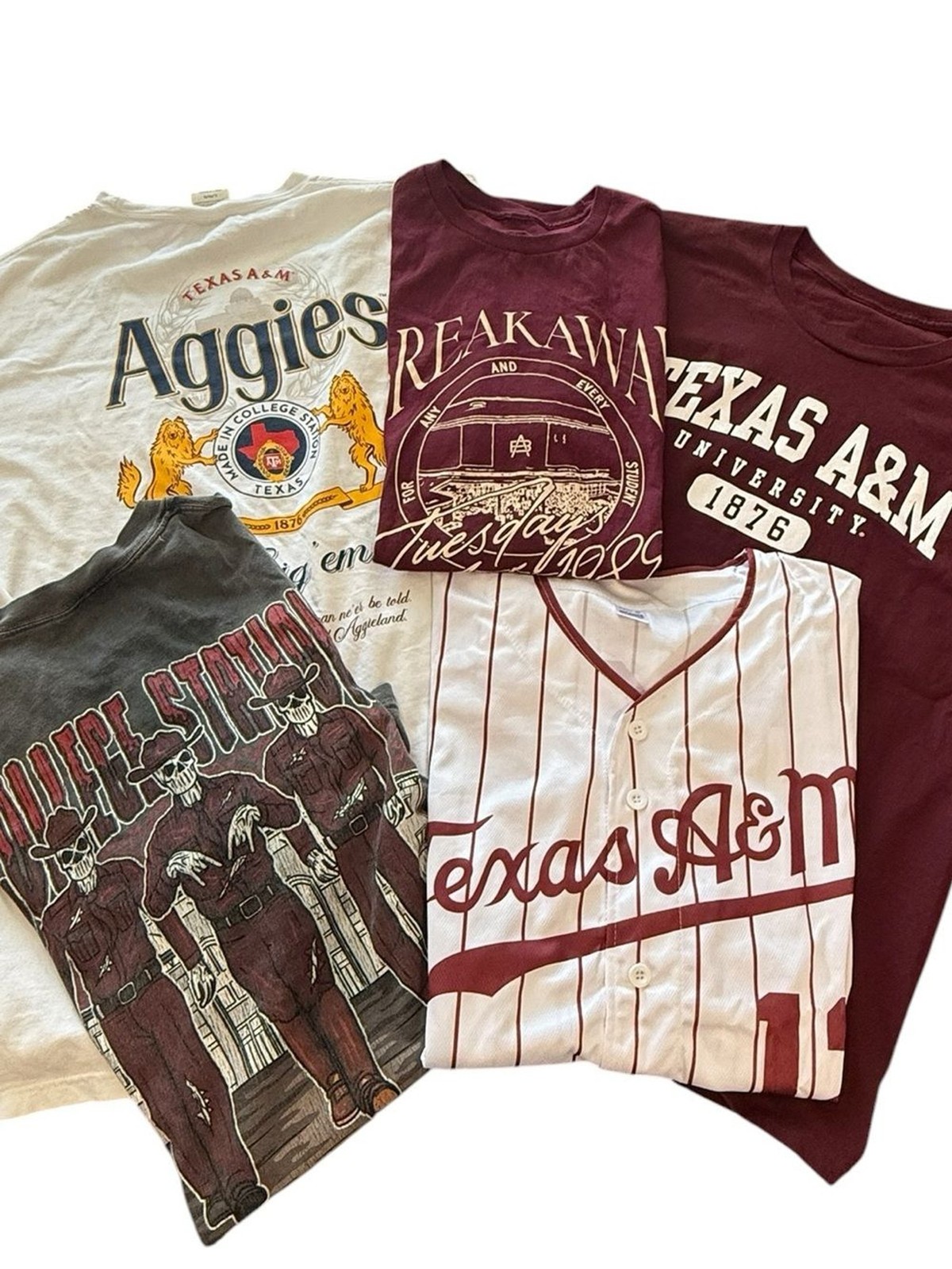 Texas A&M Lot of 5 Collegiate T-Shirts Men’s Size Medium/Large Aggies 12th Man