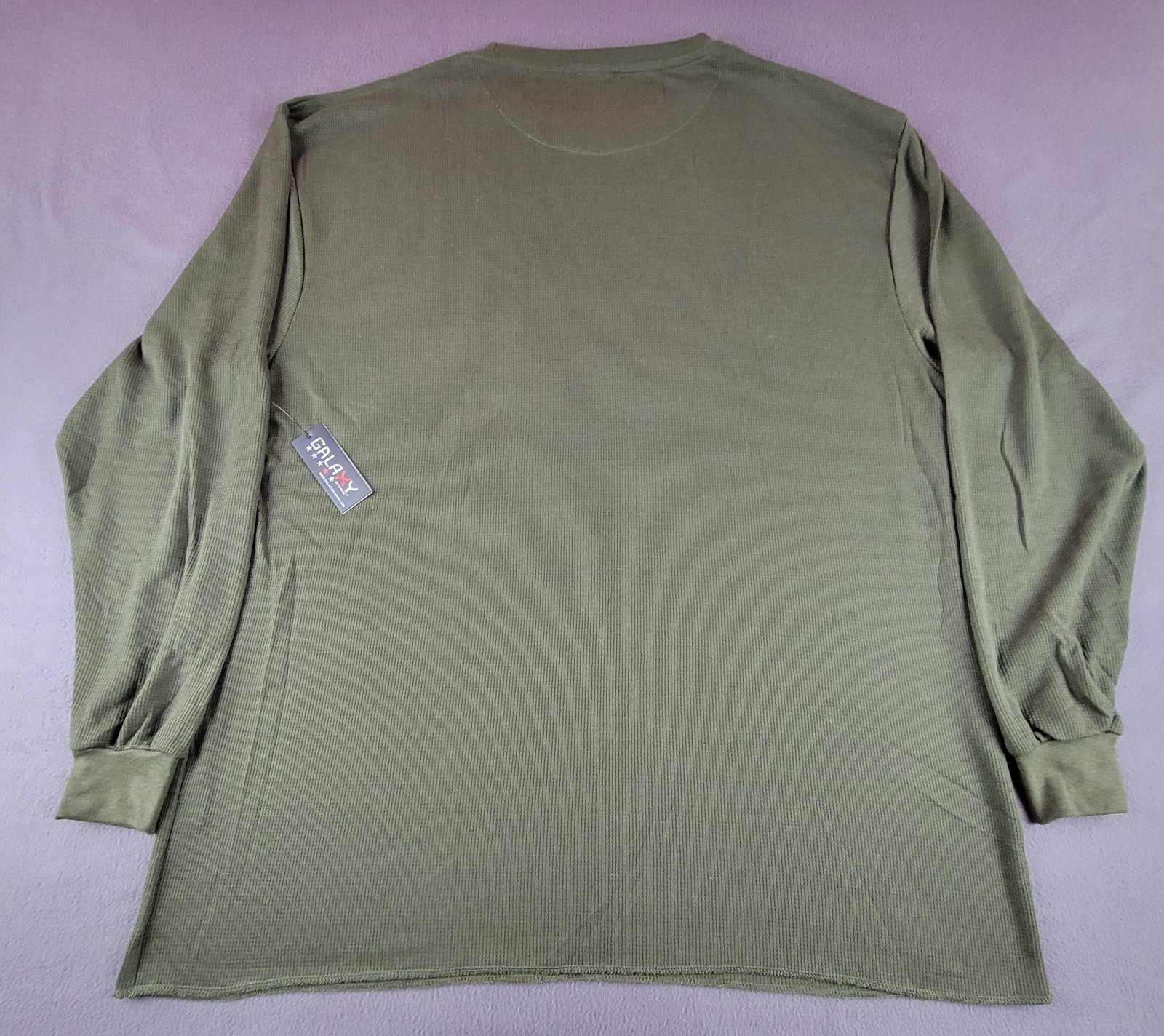 Galaxy Men’s 5XL Green Waffle Thermal T-shirt Long Sleeve Cotton/Polyester