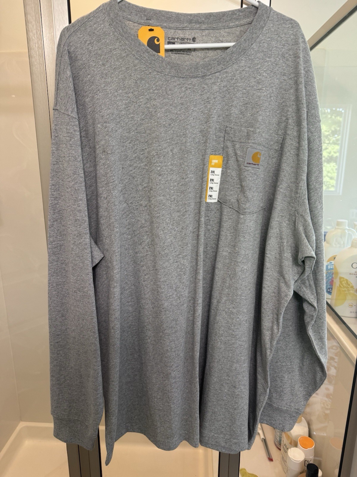 Carhartt 2XLT Loose Fit Long Sleeve Pocket T-Shirt Heather Gray NWT Tall Men’s