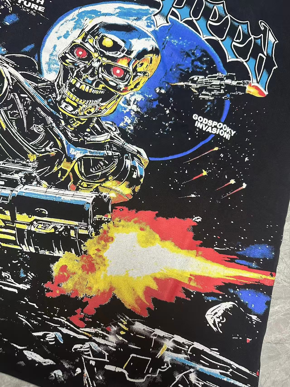 2025 NEW Godspeed Skeleton Space Warrior printing Tee Mens Cotton T-shirt