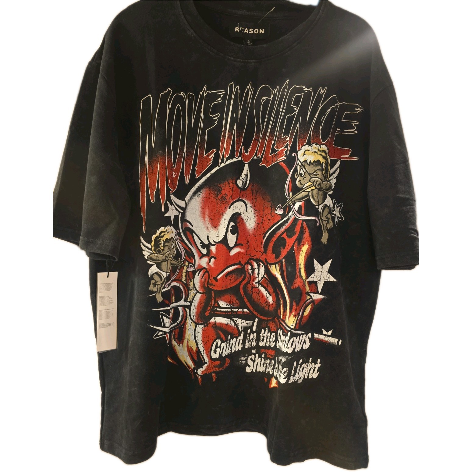 Reason No Revenge Graphic T-Shirt NWT Black Devil Cupid Oversized Men’s Large
