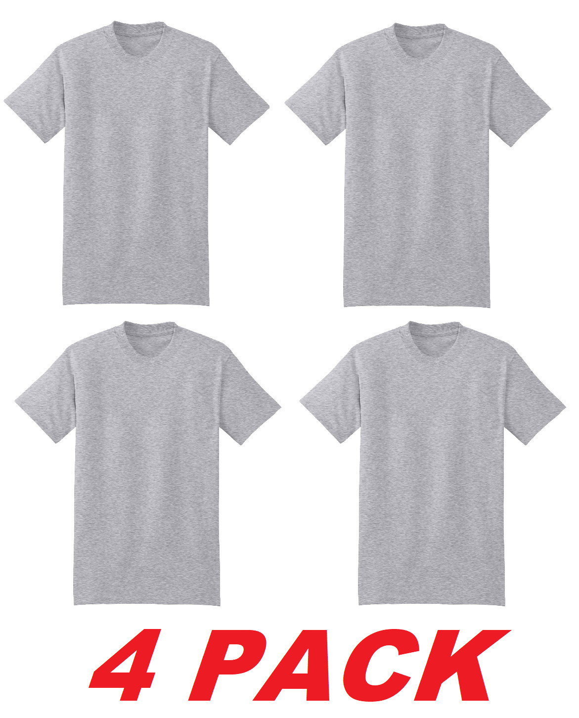 Men’s Hanes Beefy-T Short Sleeve Light Steel Grey Cotton T-Shirt 5180 S: 3XL 4PK