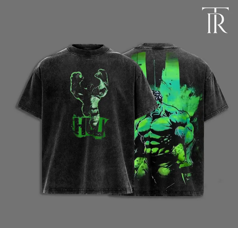 Green Monster Vintage Graphic T-Shirt Double Sided Retro Comic Tee
