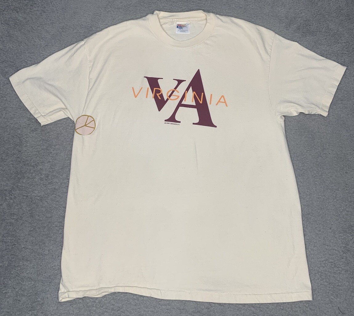 VTG Virginia J&J Dist Sarasota, FL Single Stitch Men T-Shirt Sz XL Peace Beefy