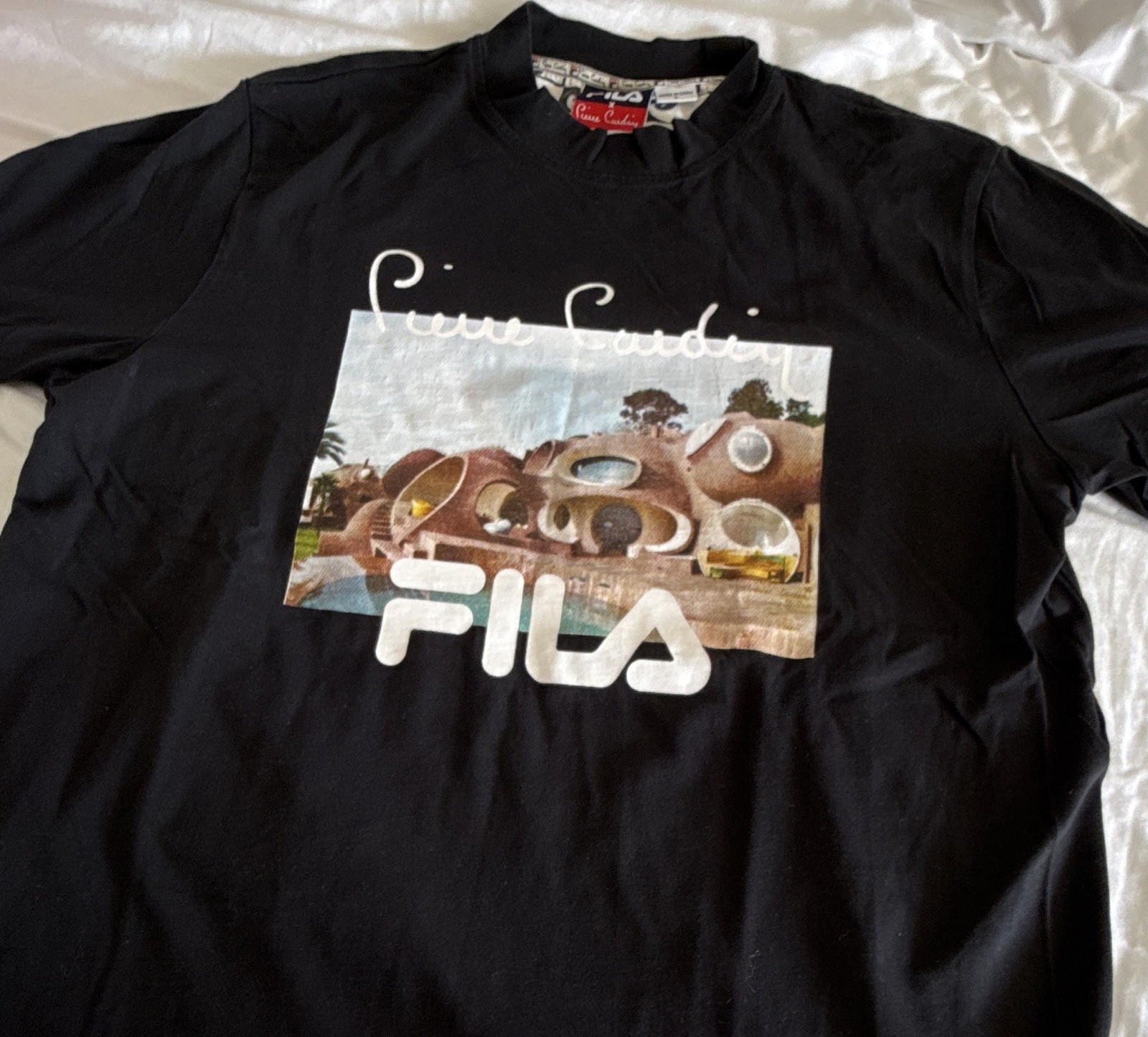 FILA x Pierre Cardin Men’s L Black Graphic Logo Crew Neck Knit T-Shirt SS