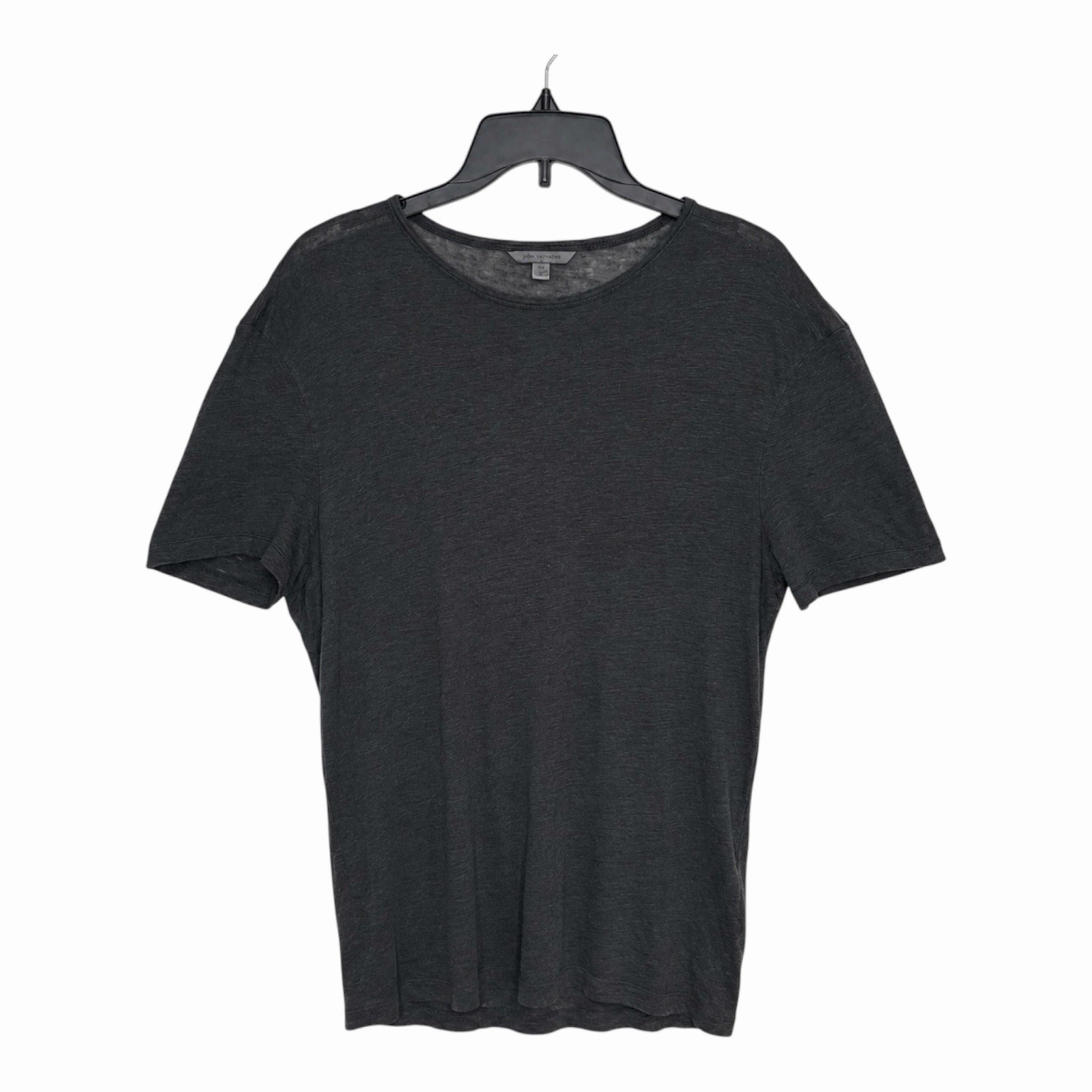 John Varvatos 100% Linen Slub Knit Crewneck Shirt Charcoal Gray Men’s M