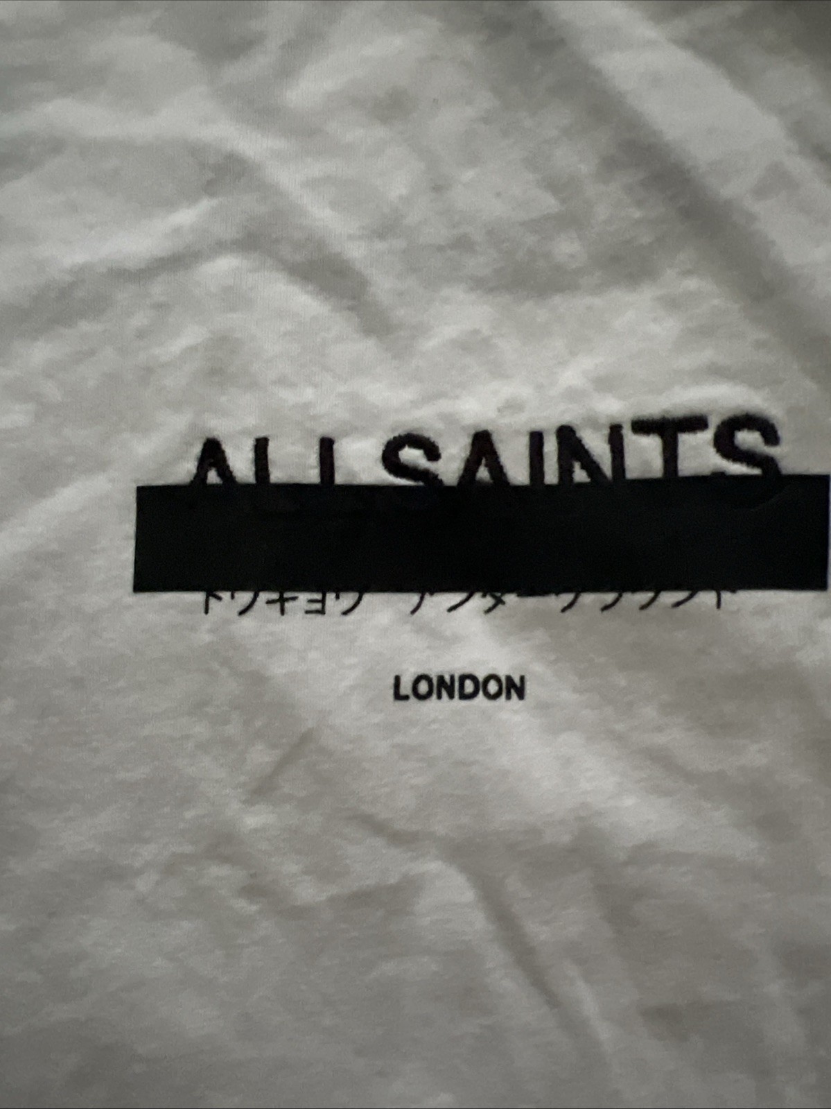 AllSaints London Redact Oversized Embroidered Logo T Shirt Ashen White L $99