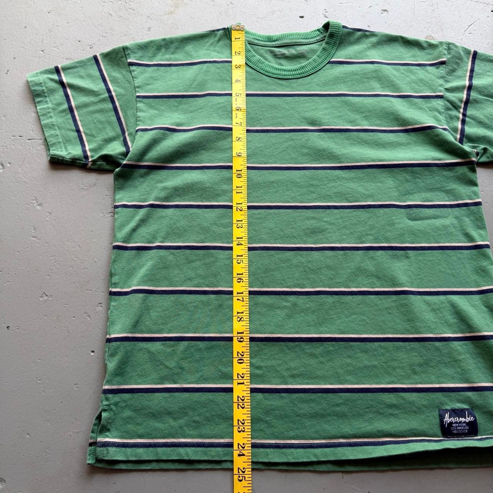 Abercrombie Green Striped Relaxed Fit Heavyweight T-Shirt Size Mens XS