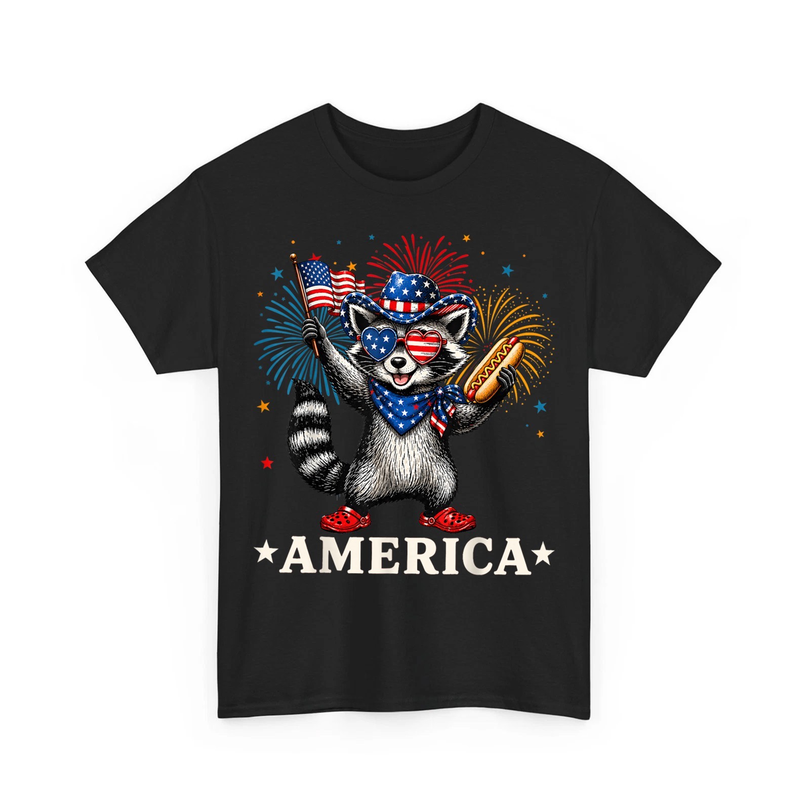 USA America Raccoon Hot Dog 1776-2026 4th of July 250 Years Funny T-Shirt