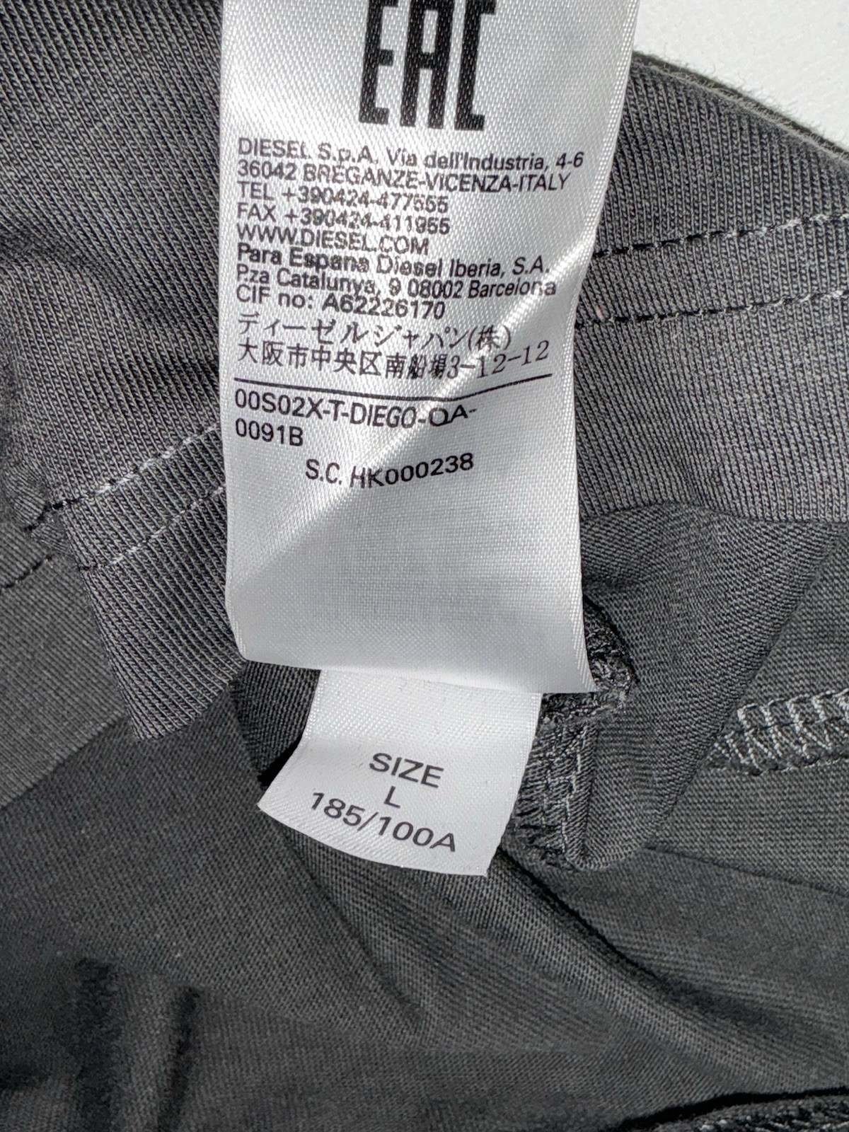 Diesel ‘Box Label’ T-Shirt, Dark Grey, Mens Large Slimfit. 100% Cotton Designer